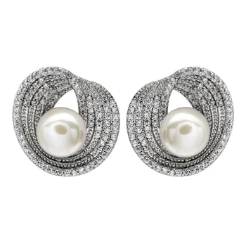 Vrh kakovosti AAA micro - vdelan pearl cirkon uhani, Ekstravagantna darila nakit za ženske/dekleta ER-268