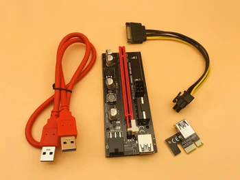 009S 6PIN PCIE Riser 16X kartica z 2 Led Express Card Sata Napajalni Kabel in 60 cm USB 3.0 Kabel za BTC Rudar Antminer Rudarstvo