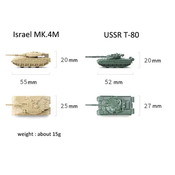1:144 4D ZSSR T-80 Izrael MK4 Cisterne Končal Pesek Tabela Plastični Model Igrača 4PCS/Set