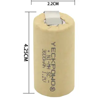 1,2 V SC baterije akkumulator 3000mAh nikljeve plošče, sub C baterije NIMH za polnjenje varjenje zavihki za dewalt za električna orodja
