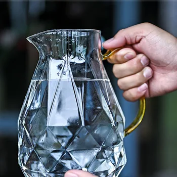 1,5 L Diamond Teksturo Stekla Čajnik Set, Vroče in Hladno Vodo, Vodo Jug Pregleden Kavo Pot Domov Vode Bokal Toplotno odporni Čajnik Se