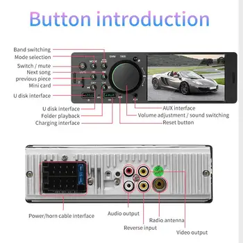 1 Din Avto Multimedijski Predvajalnik Zvoka 4 Palčni Avto Radio Audio Stereo FM-Radio, Bluetooth MP5 Predvajalnik Podpira Android, IOS Camea