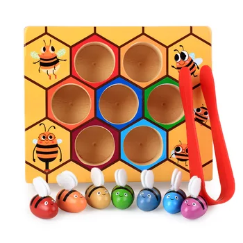 1 Nastavite Montessori 7pcs Čebele Panj Igre Krovu Objemka Zabavno Nabiranje, Lov Igrača Izobraževalne Panj Baby Otroci Razvojne Igrača Odbor