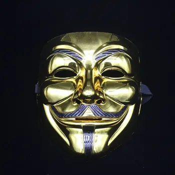 10 kos Film me V kot Vendetta maske za noč Čarovnic poln obraz plating srebrna zlata maska