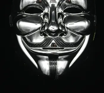 10 kos Film me V kot Vendetta maske za noč Čarovnic poln obraz plating srebrna zlata maska