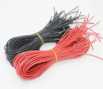 10 metrov/veliko Kakovostno žice silikonski 10 12 14 16 18 20 22 24 26 AWG 5m rdeč in 5m črne barve