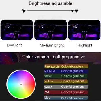 10 v 1 svjetlovodni Vzdušje Svetilke Okolja Lučka App Nadzor 8Meter Avto Notranje Svetlobe Daljinski upravljalnik RGB Auto Dekorativne Luči