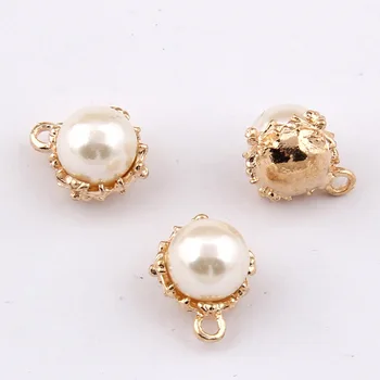 100 kozarcev Velikost: 15*13mm Pearl velikost: 10 mm Vdelan imitacije pearl zlitine nakit dodatki diy nakit uhane, zapestnico, obesek