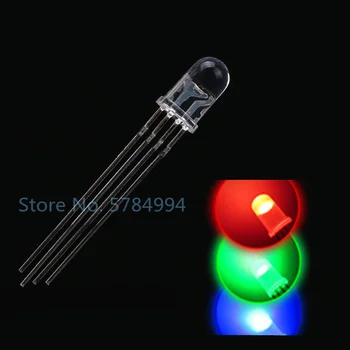 1000PCS 5 mm full-color LED RGB rdeča/zelena/modra 4PIN pregleden označite Pisane luči Common anode, Katode, F5 Diode LED Megleno