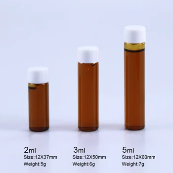 (100Piece/Veliko) 2ML 3ML 5ML Oranžna Stekla Eterično Olje, Steklenica Testni Vzorec Tehtnica Steklenico Originalne Tekočine Steklenico S Konkavno Plug