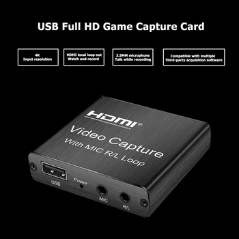 1080P HD 4K HDMI, Zajem Video Kartica, HDMI, USB 2.0, Zajem Video Igre Snemanje Live Streaming Broadcast Krajevne Zanke Iz