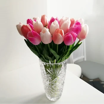 10pcs Tulipanov Umetno Cvetje Za Poroko Dekoracijo Šopek rož Pravi Dotik PU Ponaredek Cvetlični Vrt Dekor Doma Odlikovanja