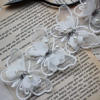 10pieces/veliko Fine organza kroglice nosorogovo poliester vezenje metulj čipke krpo nalepke DIY obleko poročni dodatki