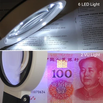 10x90mm 3.5x110mm USB LED Ročno Lupo Zložljive Mize Povečevalno Steklo, z UV Svetlobo za Branje Žig Zbiranje