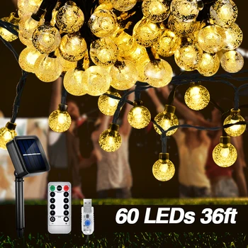 11 60 LED Kristalno Kroglo vodoodporna LED Sončne Niz Žarnice Božič Božič na Prostem Počitnice Poročne Pravljice Luči Dekoracijo
