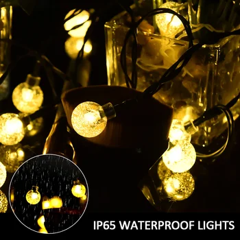 11 60 LED Kristalno Kroglo vodoodporna LED Sončne Niz Žarnice Božič Božič na Prostem Počitnice Poročne Pravljice Luči Dekoracijo
