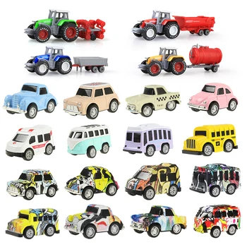 12 Stilov Mini Diecast Avto Zlitine Potegnite Nazaj Vozila, Model Igrača Inženiring Tovornjak Taksi, Avtobus, Igrače, Avto Fant, Otroci Zbirka Darilo