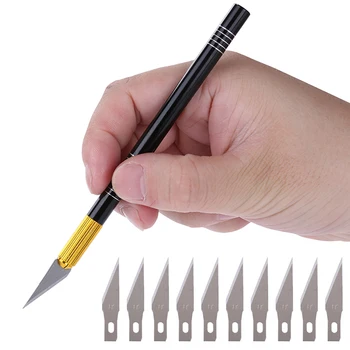 12pcs/veliko Art Les Carving Nož Skalpela Rezalnik Aluminijeve Zlitine Ročaj DIY Obrti Risanje Graviranje Pero Noži Mizar Orodja