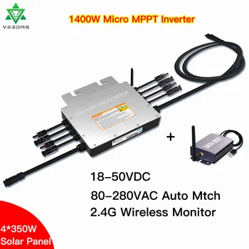 1400W IP65 Sončne Mrežo Kravato Mikro Inverter SG1400 MPPT Microinverter Inversor 24V 36V DC 110V 220VAC Za 4*350 Sončne celice