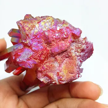 145 g naravno rdeča quartz gruče lepa rdeča aura angel crystal grozdov reiki prevleko iz Titana gruče zdravljenje