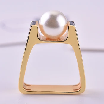 14K Zlato Pearl Diamantni Prstan za Ženske, Moške Kvadratnih Anillo Poroko Bizuteria 14K Zlato Topaz Nakit Bizuteria Moda Gemstone Obroč