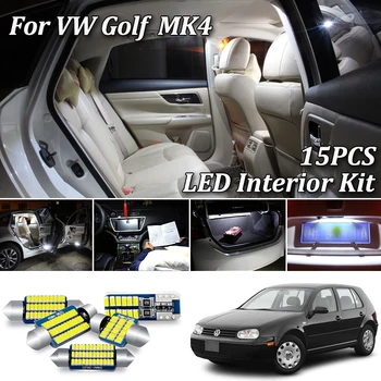 15Pcs Bela Canbus LED Notranje Luči Komplet Za 1999-2005 Volkswagen VW Golf 4 IV MK4 GTI LED Notranja Luč + registrske Tablice lučka