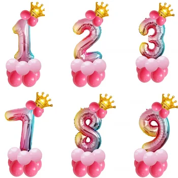 15pcs/set 32inch mavrica število balonov z zlato krono samorog stranka folija balon rojstni okraski otroci globos