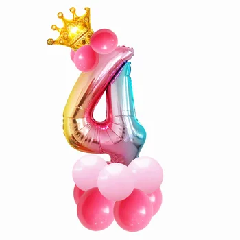 15pcs/set 32inch mavrica število balonov z zlato krono samorog stranka folija balon rojstni okraski otroci globos