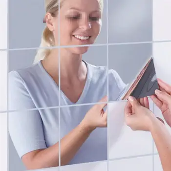 16 kos 3D Ogledalo Stensko Nalepko Ogledalo Kvadratnih Nalepko Stensko Ogledalo Doma Dekoracijo DIY samolepilne Ogledalo Odstranljiva Za Dom