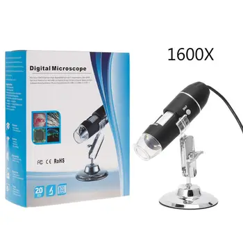 1600X USB Digitalni Mikroskop Fotoaparat Endoskop 8LED Lupo s Kovinsko Stojalo Aug15 20 Dropship