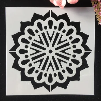 16Pcs/Veliko 15*15 cm Mandala Geometrijo Cvet DIY Layering Matrice Slikarstvo Album Kolorit Reliefi Album Dekorativni Predlogo