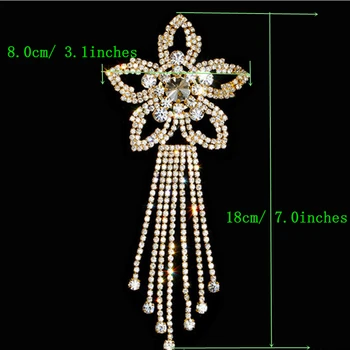 18*8 cm Star Tassel Kristalno Nosorogovo Applique za Poročne Obleke DIY Obrti Sew Na Srebrno AB Cusack Visoke Kakovosti 1 kos