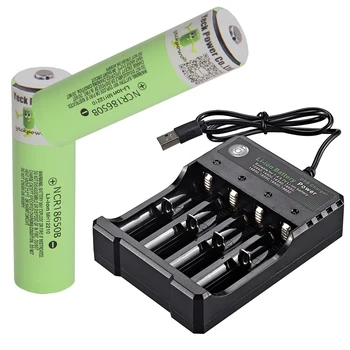 18650 baterijo NCR18650B baterije litij-akkumulator li-ion 3400mah 3,7 V za svetilko opozoril vrh + 4 reže polnilnik