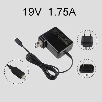 19V 1.75 A 33W Mikro-USB Polnilnik) NAPAJALNIK Za ASUS EeeBook X205 X205T X205TA Prenosnik AC Polnilnik NAS oskrbujejo EU Plug