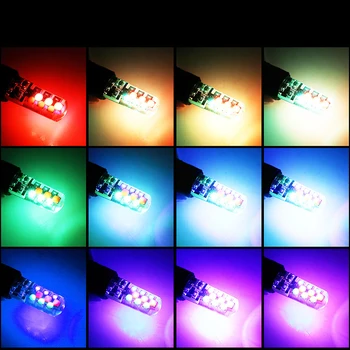 1Pair RGB LED Avto Širina Svetilka Visoke Moči COB T10-12smd Super Svetla Avtomobile Vključite Signal Žarnice, Bliskovne Žarnice Vzdušje Lučka