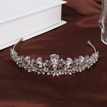1Pc Luksuzni Elegantno Pearl Poročne Krono Poroko Posla Ženske Modni Pokrivala Pribor za Lase Poročne Glavo Dodatki