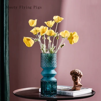 1Pcs Svetlobno razkošje reliefni non-slip steklena vaza dnevna soba preprost doma okraski tabela vstavite vaza umetnosti okraski okraski