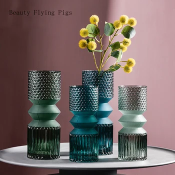 1Pcs Svetlobno razkošje reliefni non-slip steklena vaza dnevna soba preprost doma okraski tabela vstavite vaza umetnosti okraski okraski