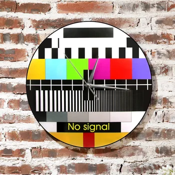 1Piece Retro TV Color Test Zaslona Stenske Ure Sodobne Wall Art Okras v Ozadju Prilagoditev Signala Ni Signala TV Stenska Ura