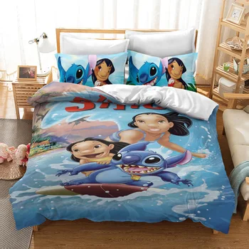 2/3 kos Disney Lilo & Stitch Šiv 3D digitalni tisk Tri-kos posteljo Risank anime otrok doma posteljo obloge Domačega Tekstilnega Set