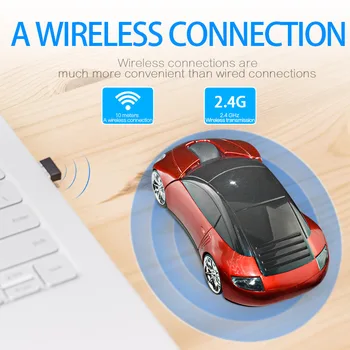 2.4 G Mini Brezžična Optična Miška Avto Styling USB Bluetooth Prejemanje Wireless Mouse z Nizkim Indikator napolnjenosti Baterije za Prenosni RAČUNALNIK