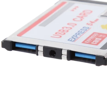 2 Dual Port USB 3.0 HUB Express Kartico ExpressCard Skrite 54 mm Adapter za Prenosnik WXTA