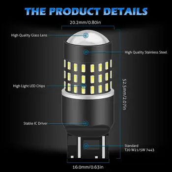 2 Kosa T20 7443 7440 992 Led Žarnice 650 Lumnov Super Svetla 3014 54-EX Čipov LED Žarnice se Uporabljajo za vklop Opozorilne Luči Xenon Bela