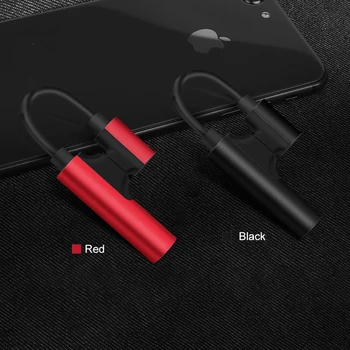 2 v 1 Audio Polnjenje Splitter Dvojno Za Strele Kabel Za iPhone X Xs Max XR 7 8 Plus Slušalke Slušalke Pretvornik