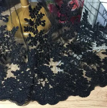 2016 Modni Slog 1 Dvorišče 140 cm Širina vrhunska Moda Obleko Material za Vezenje Black Težka Poroko Čipke Tkanine