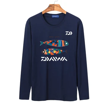 2019 DAWA zračno propustno Vlakno Ribe Frinting Majica Quick Dry Jersey Ribiško Oblačila Majica Dolg Rokav Bombaž zaščito pred soncem Ribolov Jersey