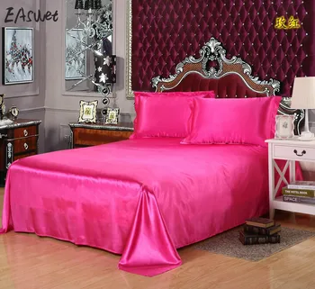 2019 Luksuzni svile bedsheet posteljo stanja kritje rjuhe Trdna Ravno barvno dvojno saten posteljnina polno kraljica kralj ni blazino zajema