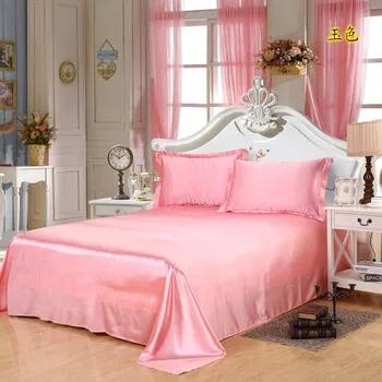 2019 Luksuzni svile bedsheet posteljo stanja kritje rjuhe Trdna Ravno barvno dvojno saten posteljnina polno kraljica kralj ni blazino zajema