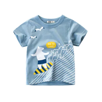 2019 Nov Baby Fantje Gilrs Poletje Tanka Oblačila Otrok Kratka Sleeved Cartoon Živali T-shirt 2-8y Fantje Bombaž Vrhovi spodnje Perilo