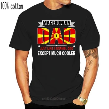 2019 Nov Modni O Vratu Slim Fit Vrhovi makedonski Oče Je Veliko Hladnejše očetovski Dan T-Shirt Zastavo Kratek Rokav Srajce